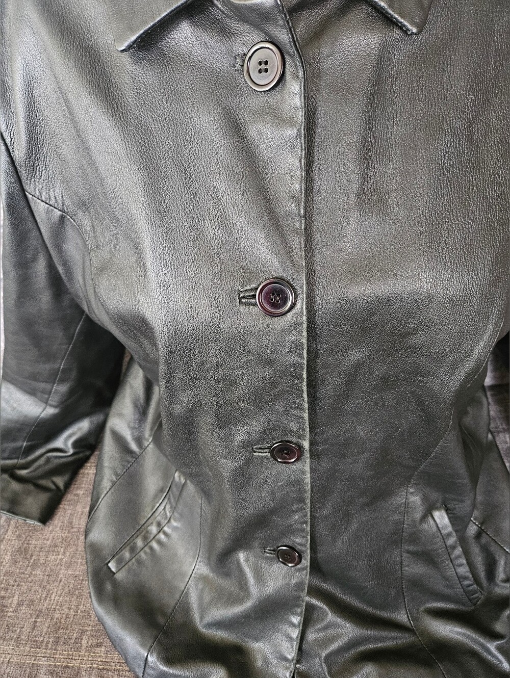 Vintage Beardmore Black Leather button-up Jacket. 21ptp - Picture 6 of 14